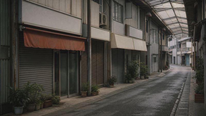 アーケードのある地方の商店街(イメージ)